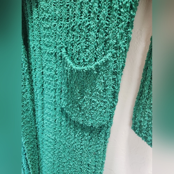 Sweet Generis Sft Knit Green Long Cardigan Sweater with Pockets - Picture 6 of 9